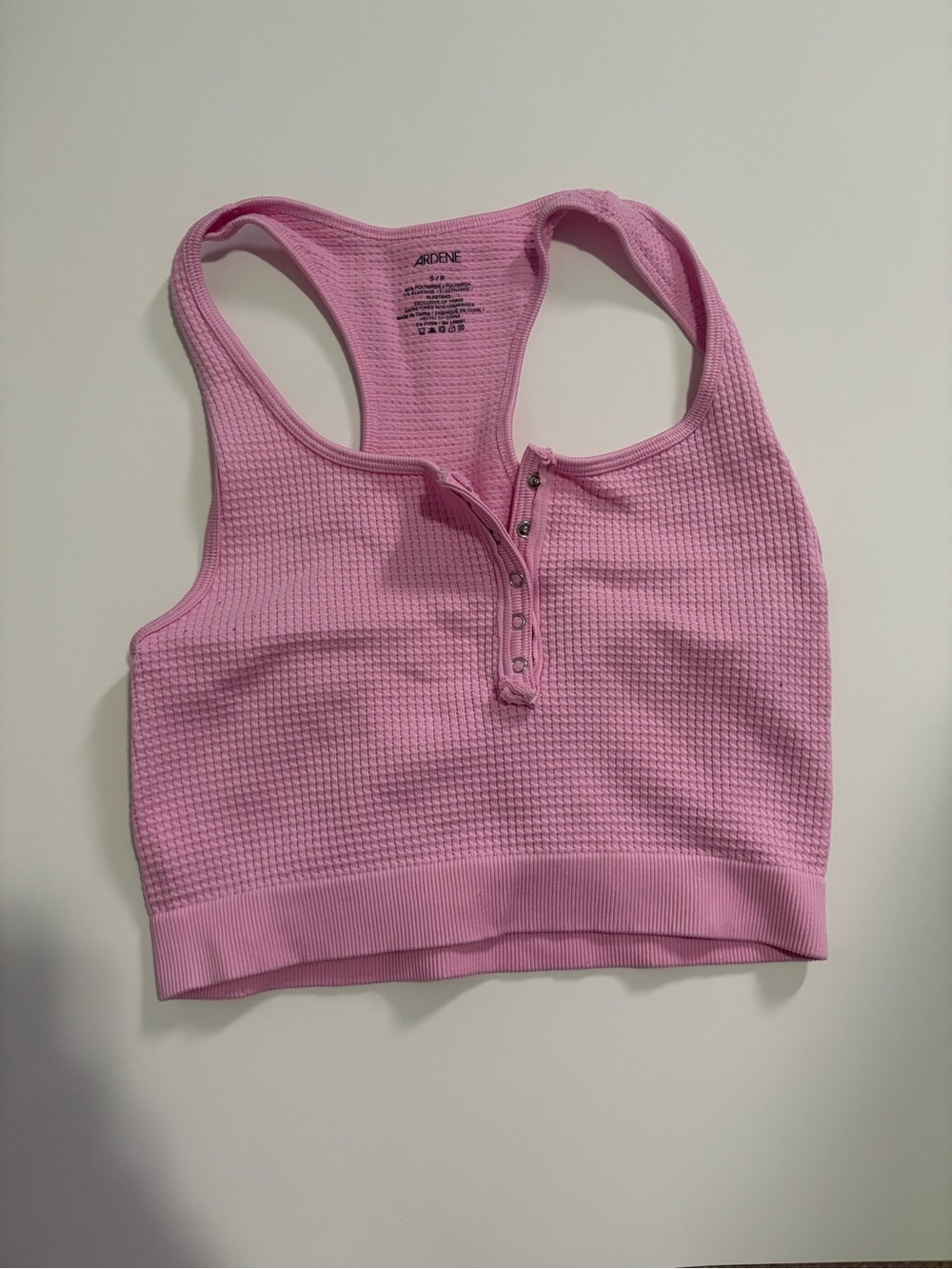 Ardene Light Pink Ribbed Snap-Front Racerback Crop Tank